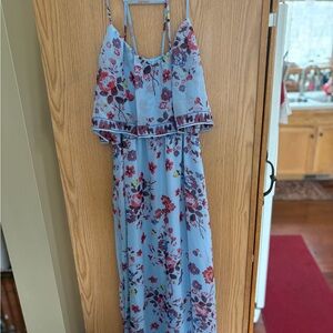 Vera Wang Light Blue Floral Maxi Dress